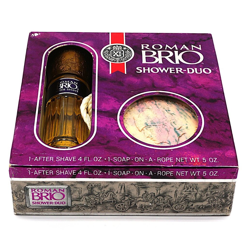 Roman Brio Shower Duo Aftershave 4 oz & Soap on a Rope 5 oz Vintage